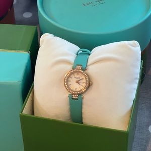 EUC Kate Spade watch with Tiffany Blue band. Gold accents.